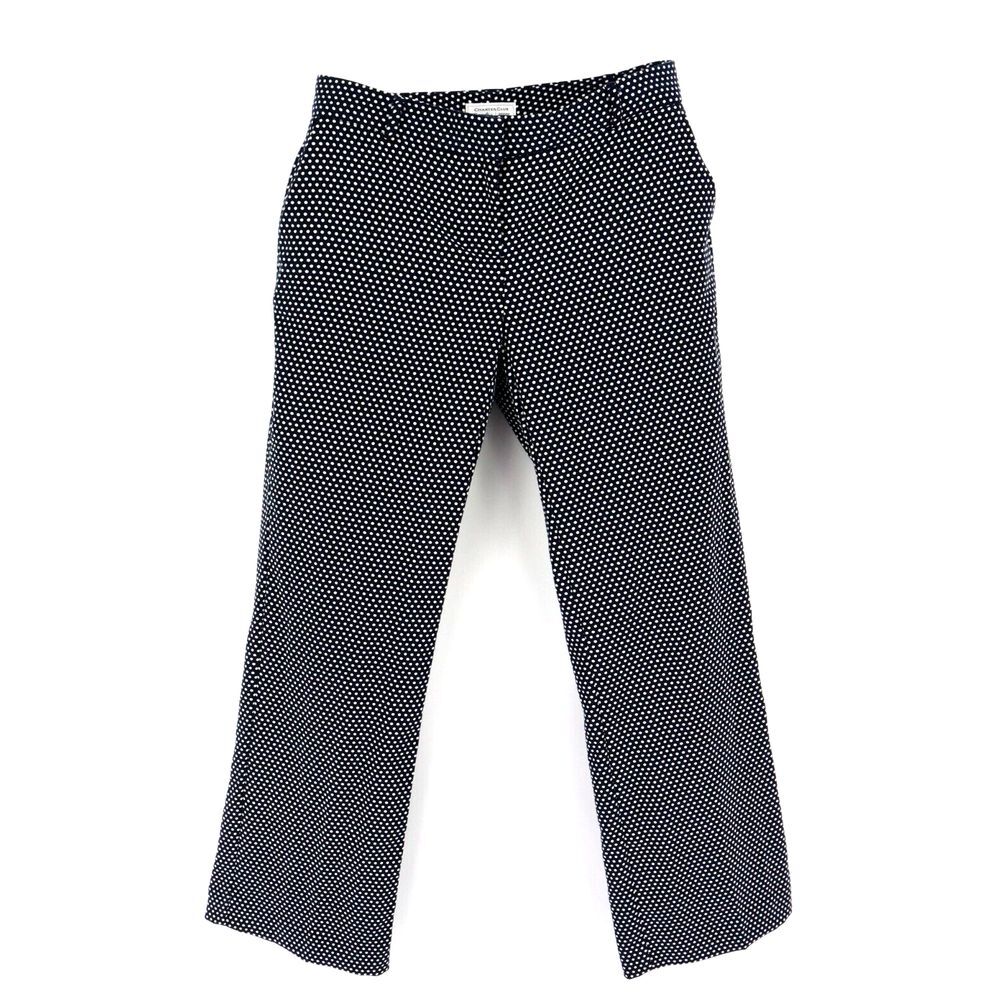 Charter Club Dress Pants Womens 4P Dark Blue White Polka Dots Pockets Low Rise